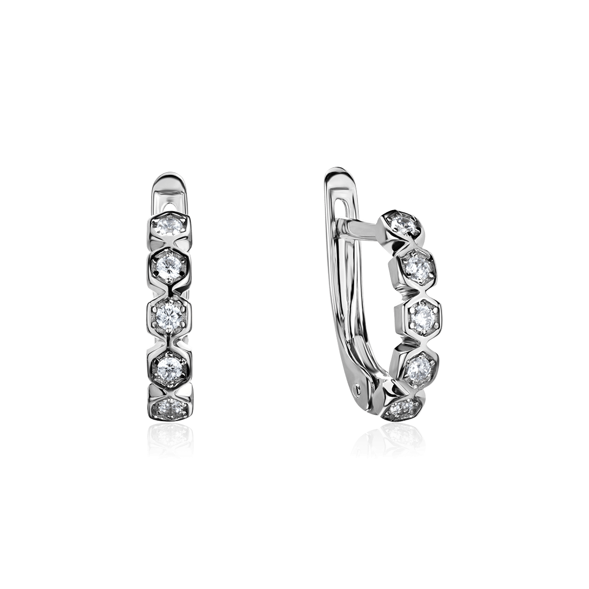 Серьги с бриллиантами из белого золота 585 пробы (арт. 120883)