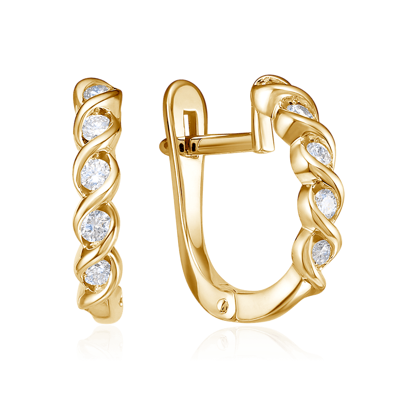 Серьги с бриллиантами из желтого золота 585 пробы (арт. 125468)