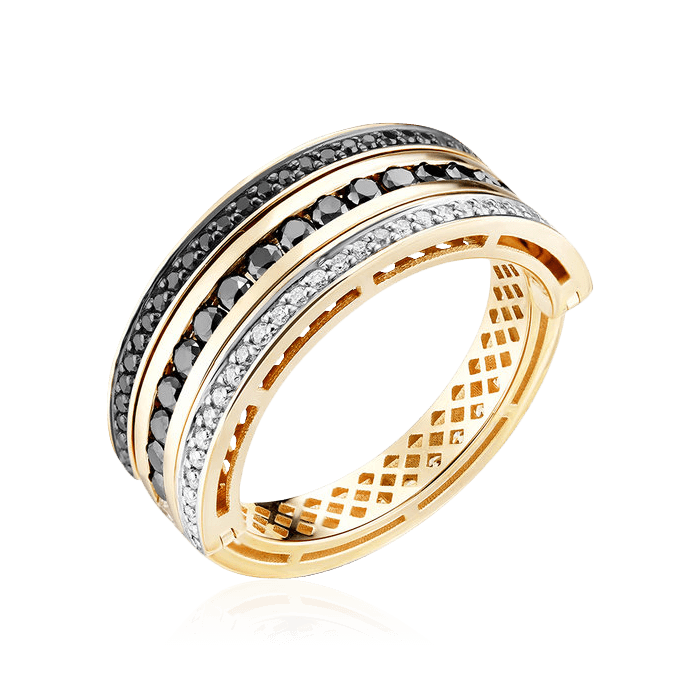 Кольцо с бриллиантами из желтого золота 585 пробы (арт. 99985)