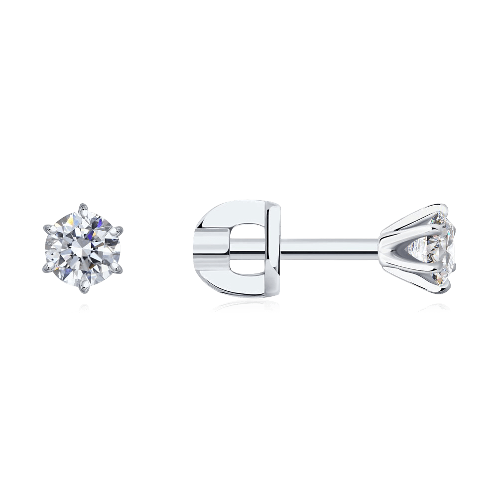 Серьги с бриллиантами из белого золота 585 пробы, фото № 1