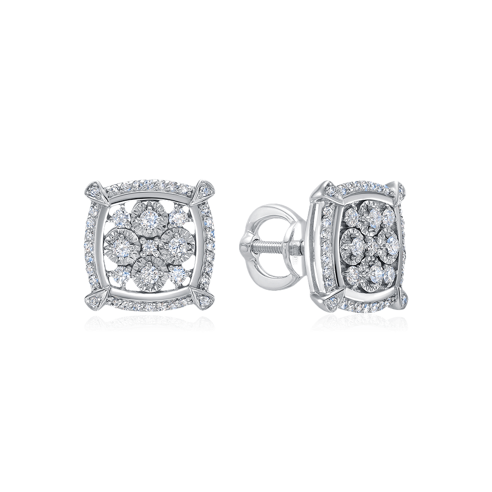 Серьги с бриллиантами из белого золота 585 пробы (арт. 117743)