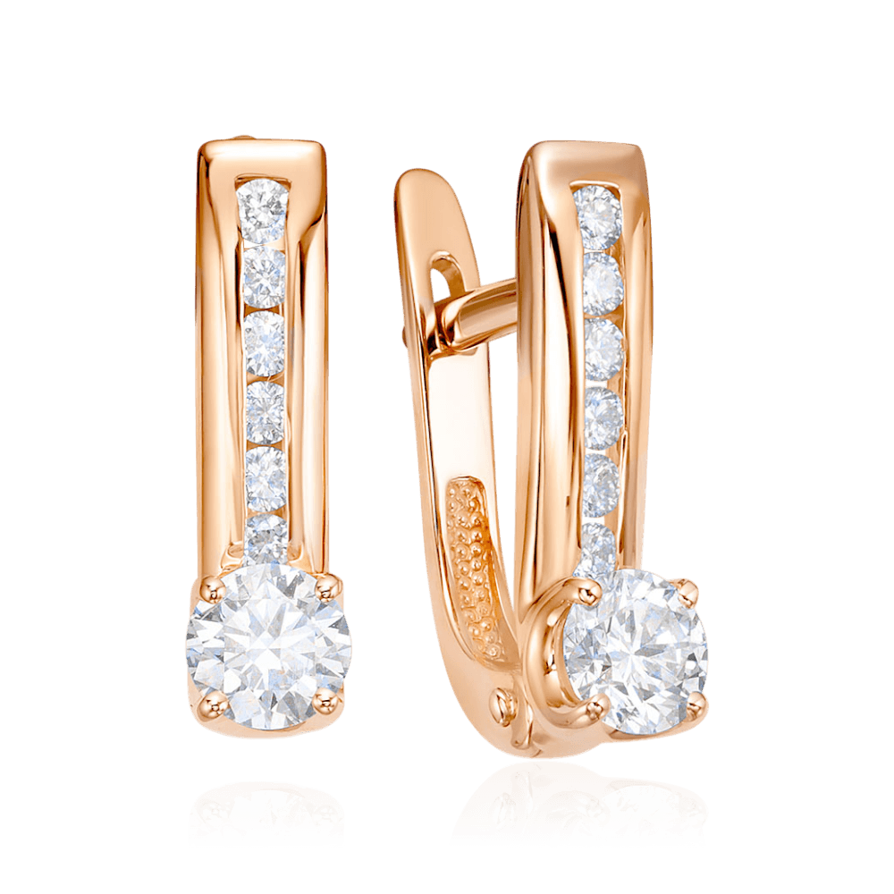 Серьги с бриллиантами из красного золота 585 пробы (арт. 132266)