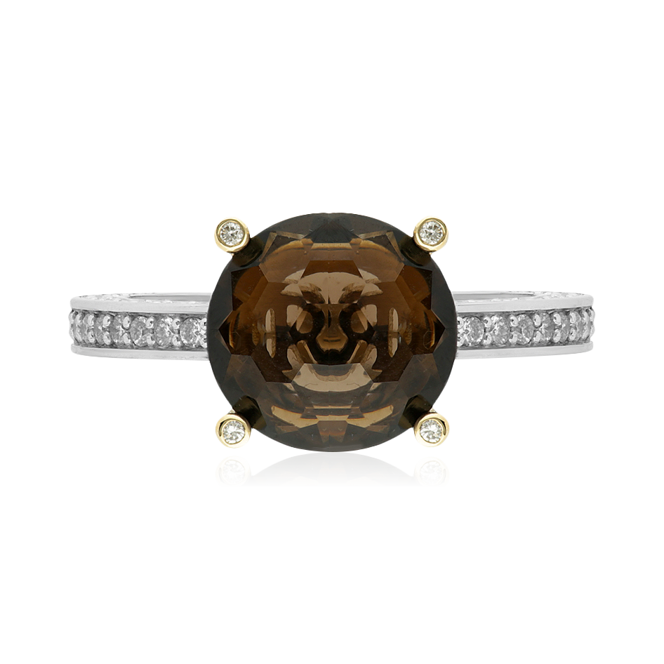 Кольцо с бриллиантами, кварцем из белого золота 585 пробы, фото № 2