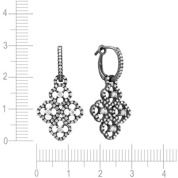 Серьги с бриллиантами из черного золота 585 пробы, фото № 3