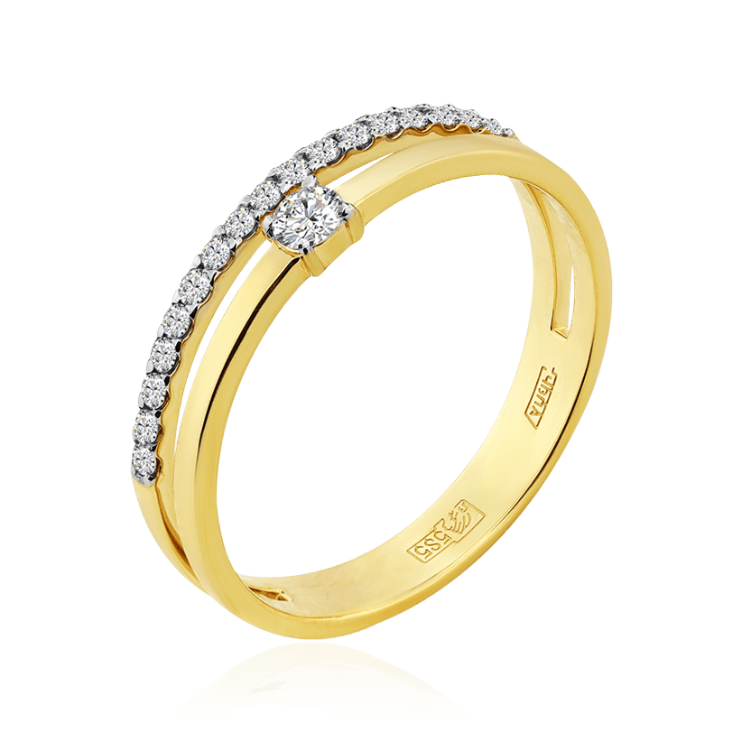 Кольцо с бриллиантами из желтого золота 585 (арт. 85020)