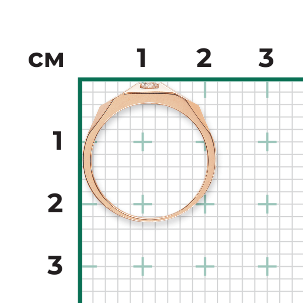 Кольцо с 1 бриллиантом из красного золота 585, фото № 3