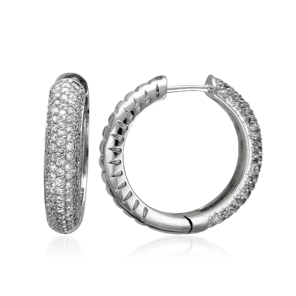 Серьги-кольца с бриллиантами из белого золота 585 пробы (арт. 15998)