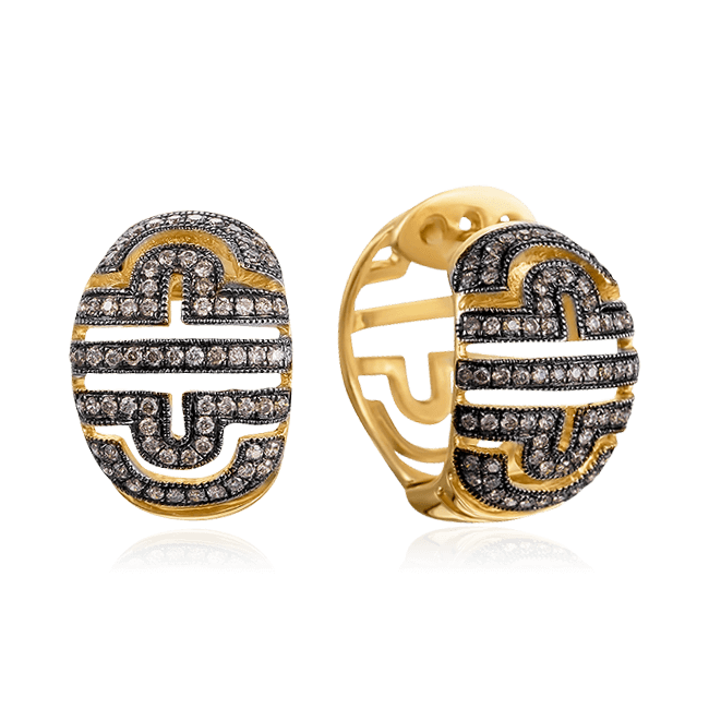 Серьги с бриллиантами из желтого золота 585 пробы (арт. 55886)