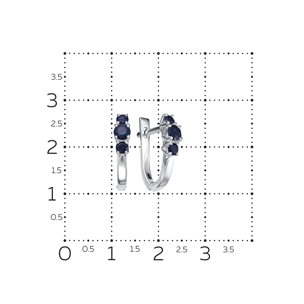 Серьги с сапфиром из белого золота 585 пробы, фото № 2