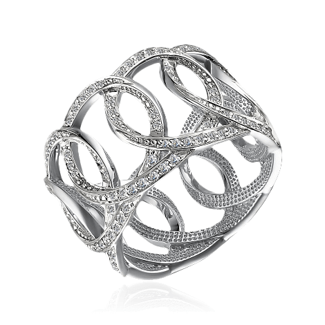 Кольцо с бриллиантами из белого золота 585 пробы (арт. 100386)