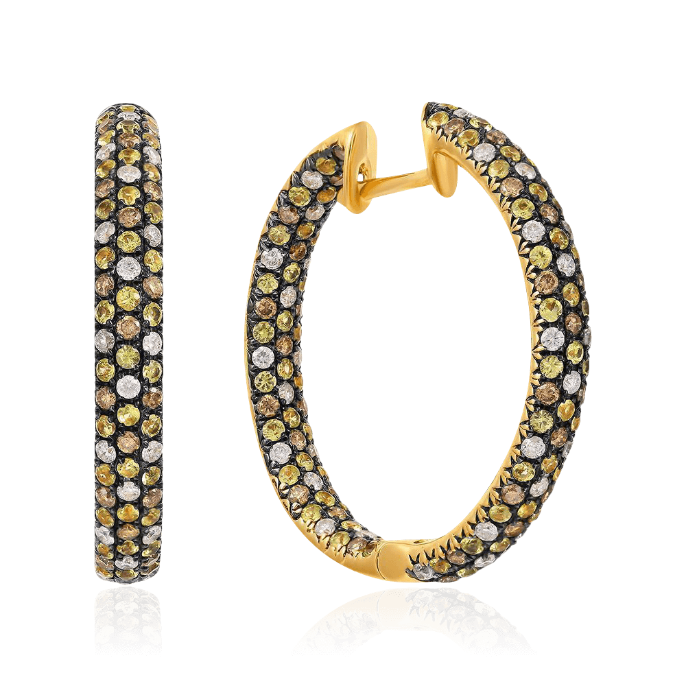 Серьги с сапфиром, бриллиантами из желтого золота 585 пробы, фото № 1