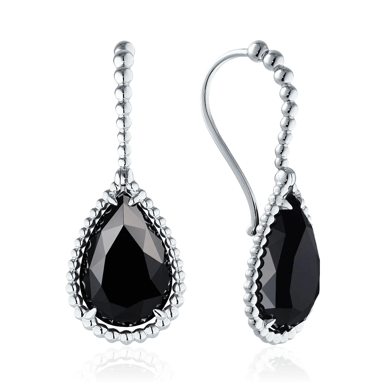 Серьги с ониксом из белого золота 585 пробы, фото № 1