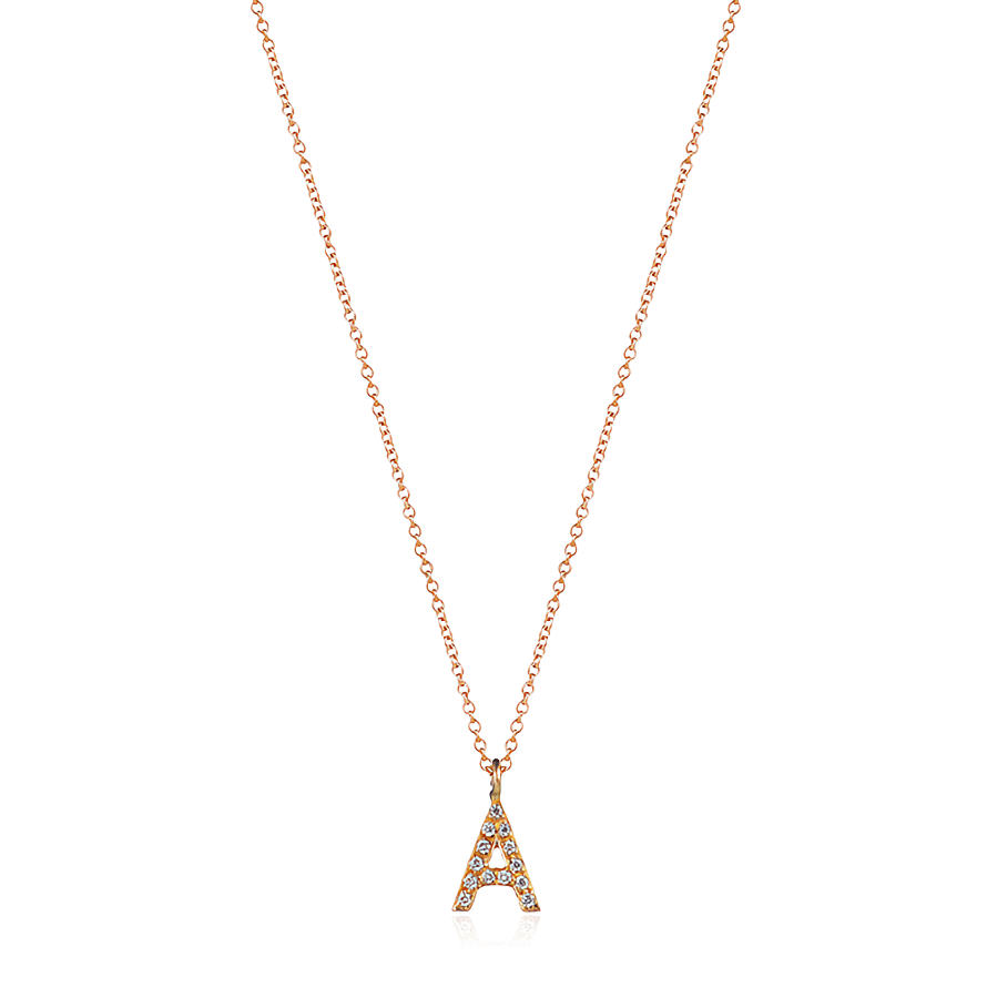 Колье с кулоном в виде буквы А с бриллиантами из розового золота 750 пробы (арт. 91502)