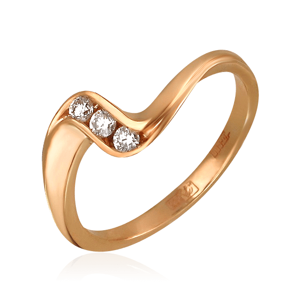 Кольцо с 3 бриллиантами из красного золота 585, фото № 1