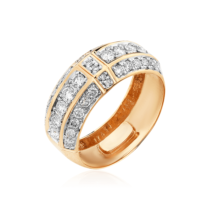 Кольцо с бриллиантами из красного золота 585 (арт. 77198)