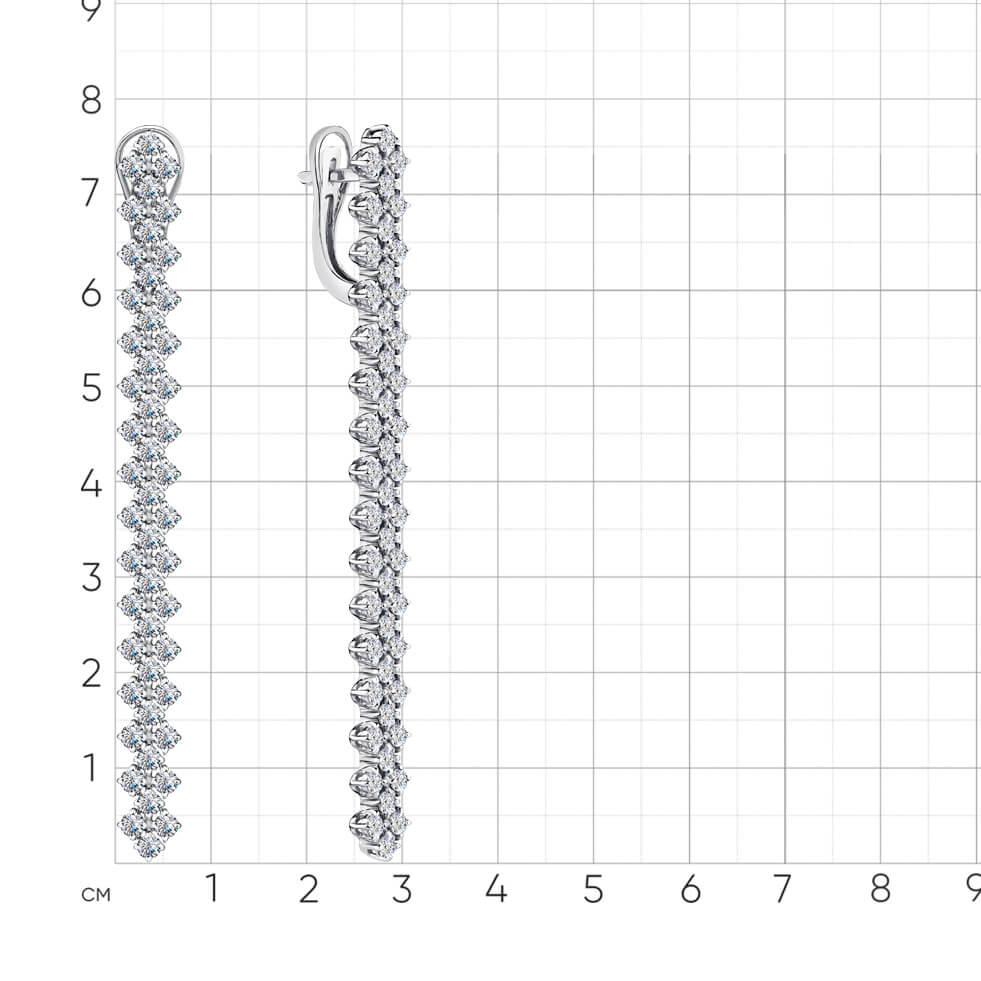 Серьги с бриллиантами из белого золота 585 пробы, фото № 3