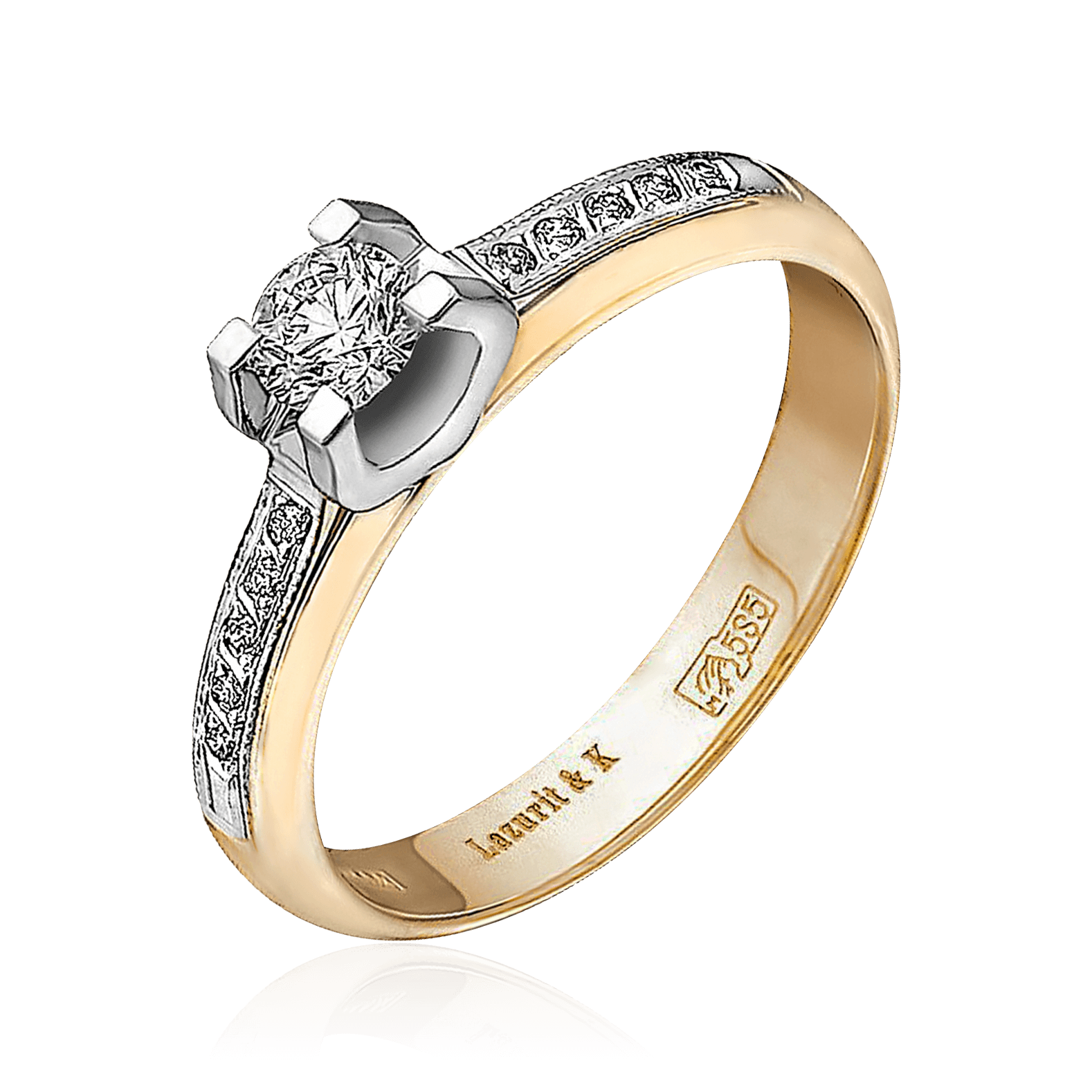 Кольцо с бриллиантами из желтого золота 585 (арт. 89751)