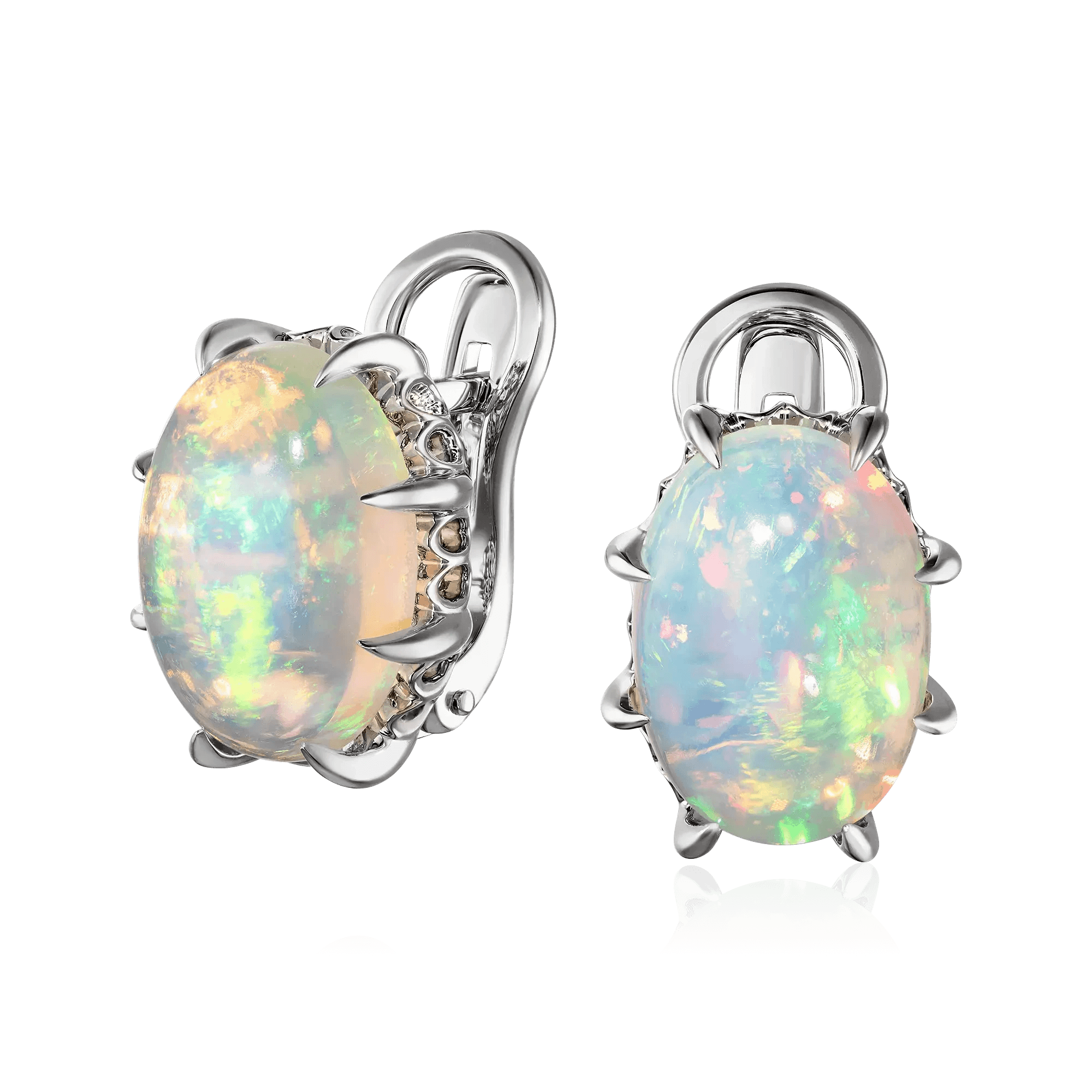 Серьги с опалом из белого золота 585 пробы (арт. 121387)