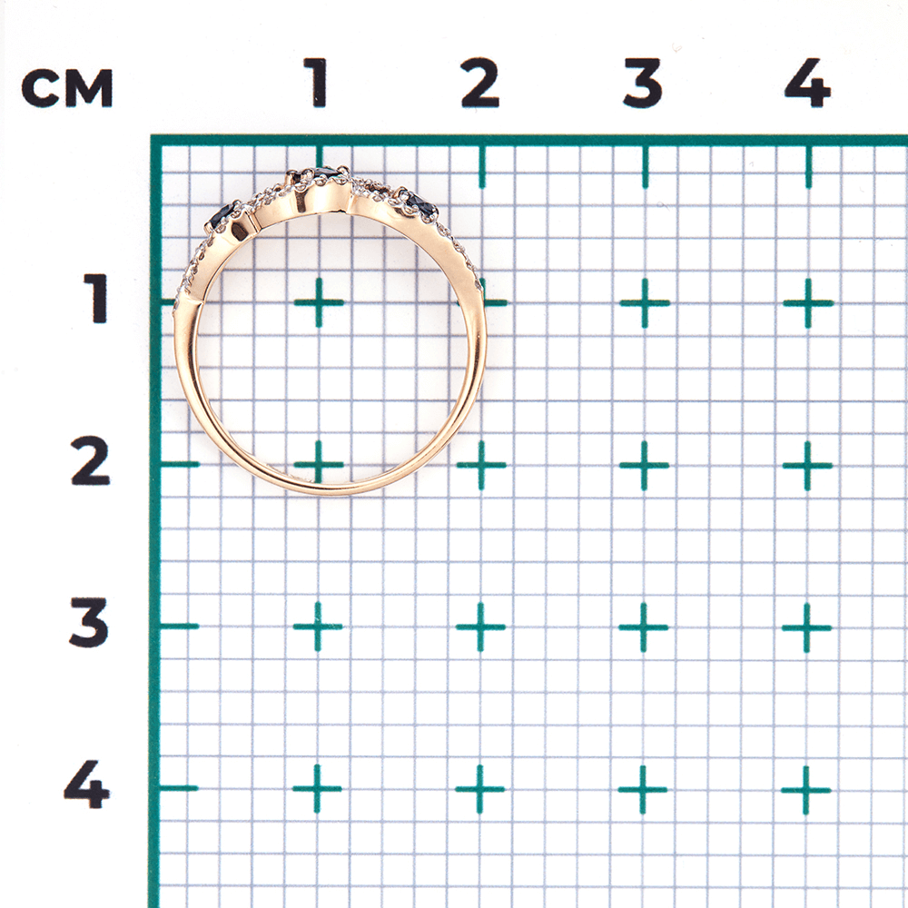 Кольцо с сапфиром, бриллиантами из красного золота 585 пробы, фото № 3