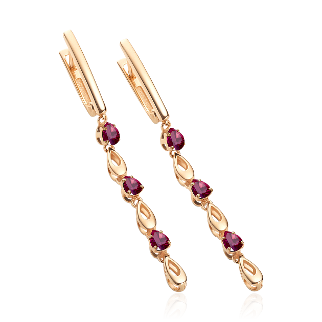 Серьги с рубином из красного золота 585 пробы, фото № 2