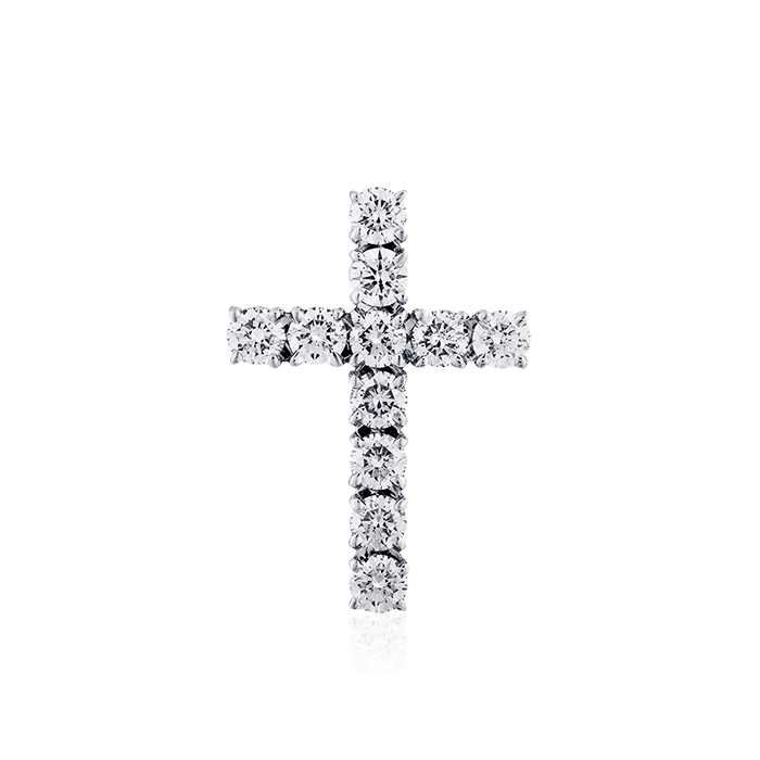 Крест с бриллиантами из белого золота 585 пробы (арт. 56436)
