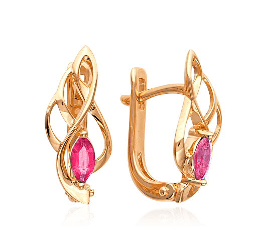 Серьги с рубином из красного золота 585 пробы (арт. 32909)