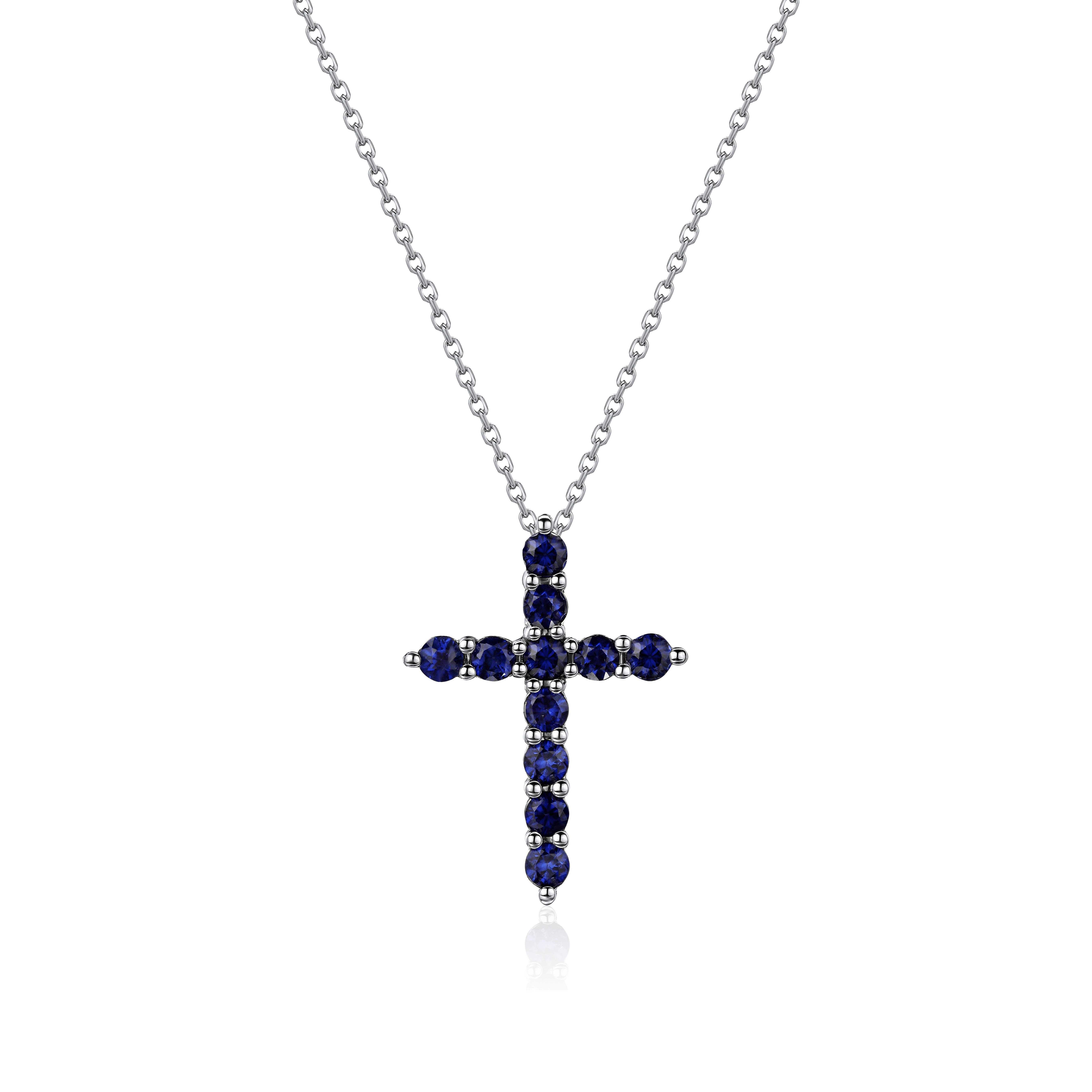 Колье с сапфиром из белого золота 585 пробы (арт. 109861)