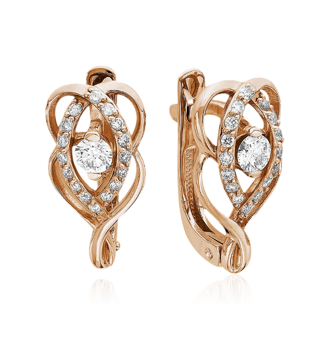 Серьги с бриллиантами из красного золота 585 пробы (арт. 33354)