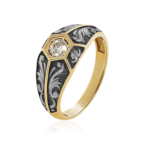 Кольцо с бриллиантами из желтого золота 585 пробы (арт. 95605)