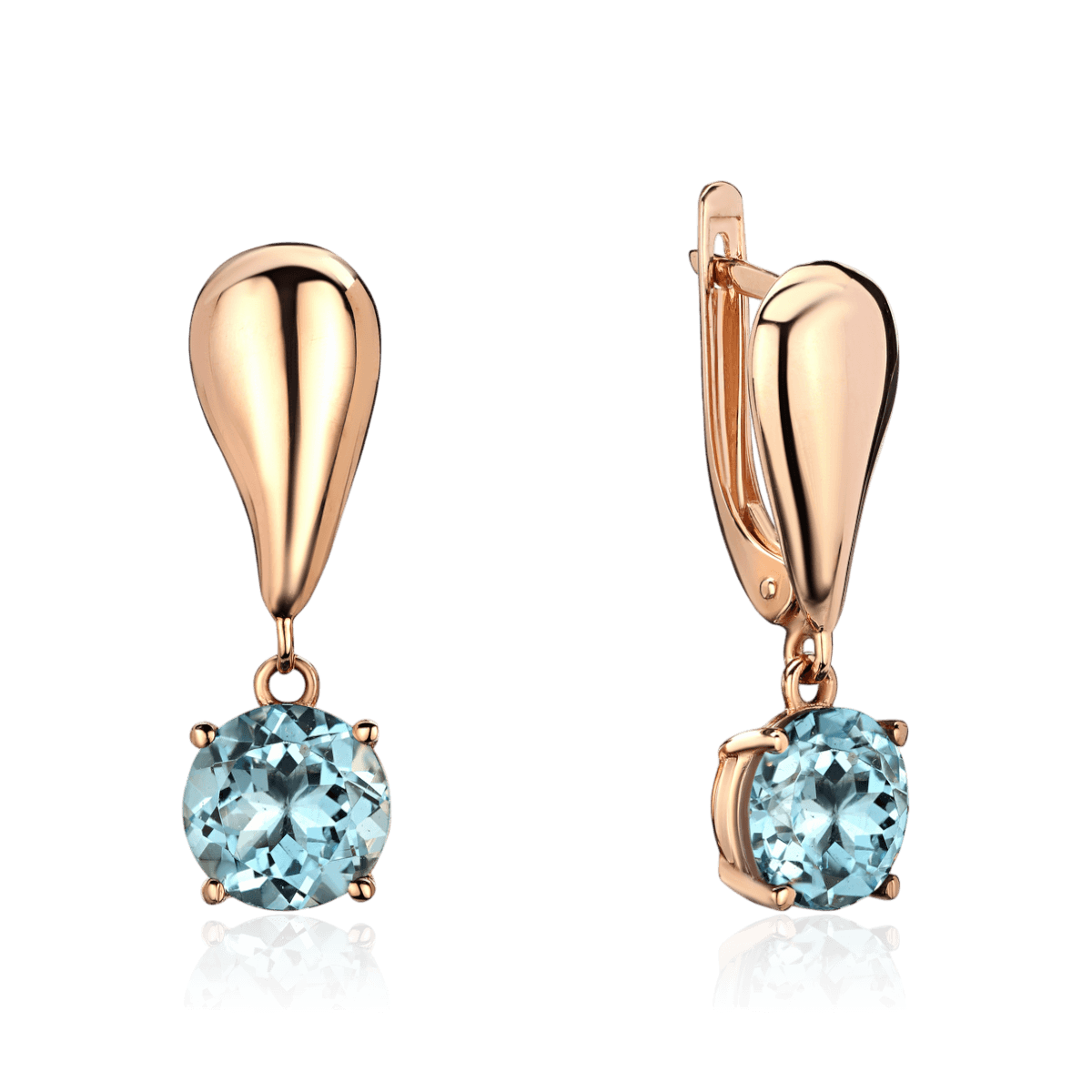 Серьги с топазом из красного золота 585 пробы (арт. 128977)