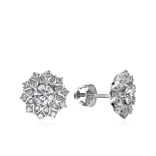 Серьги с бриллиантами из белого золота 750 пробы, фото № 1
