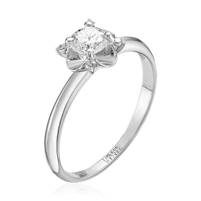 Кольцо с бриллиантами из белого золота 585, фото № 1