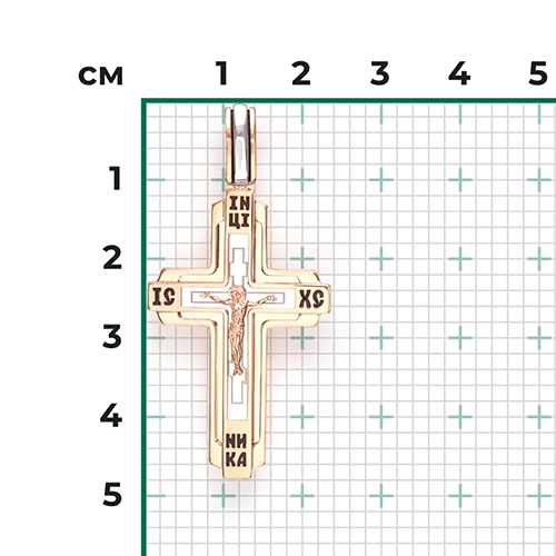 Крест без вставок из комбинированного золота 585 пробы, фото № 3