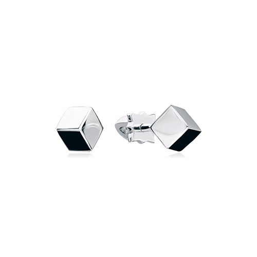 

Геометрические серьги пусеты Cube из белого золота 585 пробы