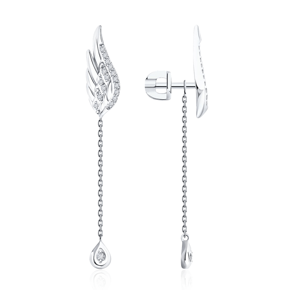 Серьги с бриллиантами из белого золота 585 пробы (арт. 117090)