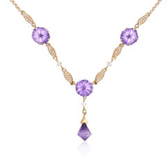 Колье с аметистом, фианитами из красного золота 585 пробы (арт. 45895)