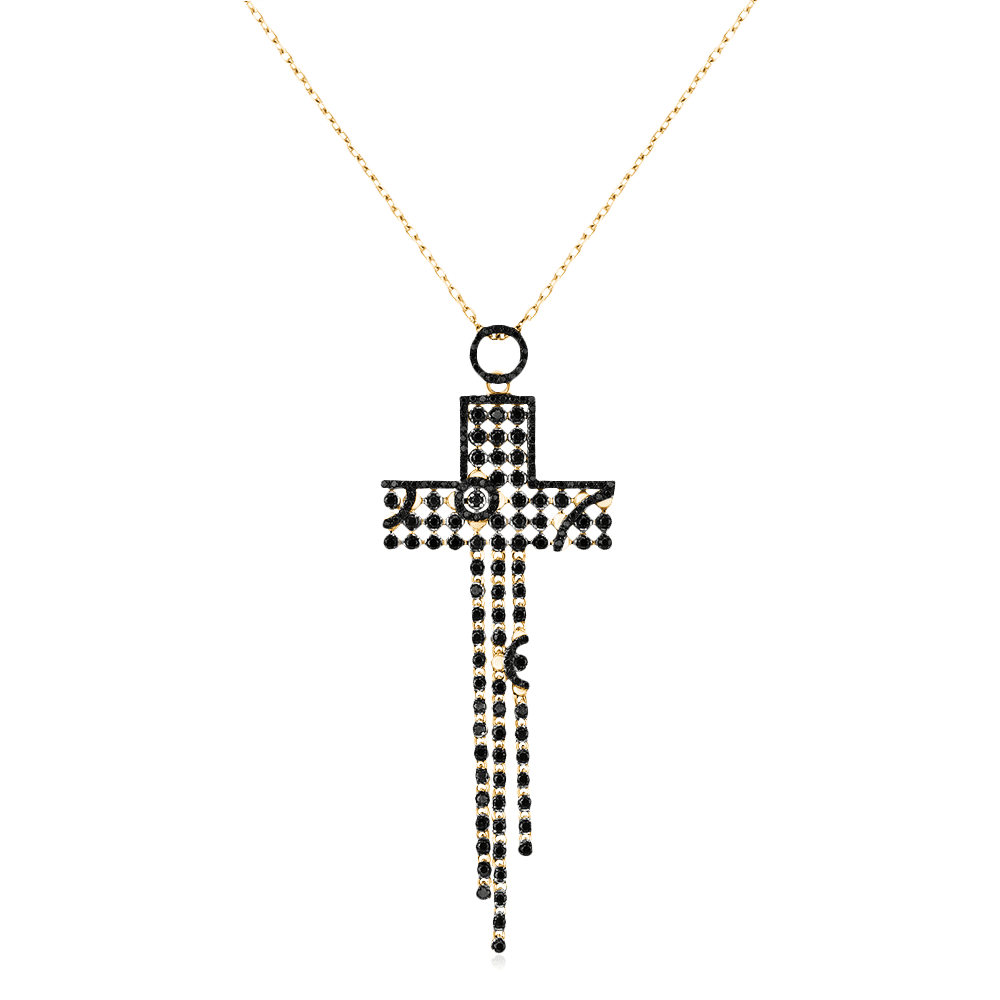 Крестик с бриллиантами из желтого золота 585 пробы (арт. 92868)