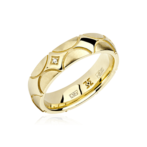 Обручальное кольцо с бриллиантами из желтого золота 585 пробы (арт. 65908)