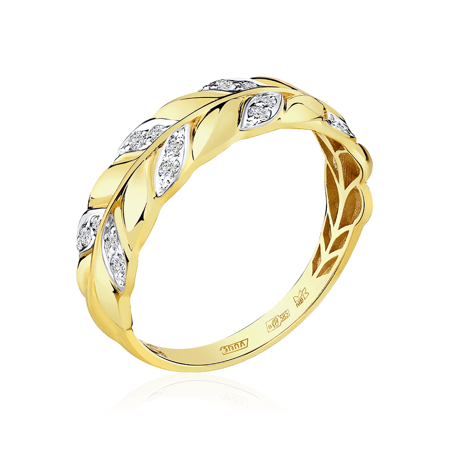 Кольцо с бриллиантами из желтого золота 585 пробы (арт. 103228)
