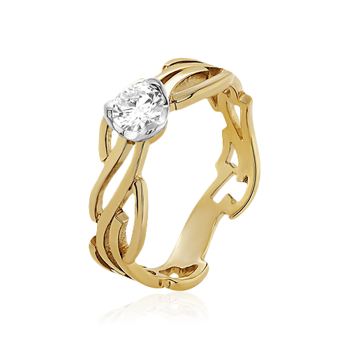 Кольцо с бриллиантами из желтого золота 585 пробы (арт. 95526)
