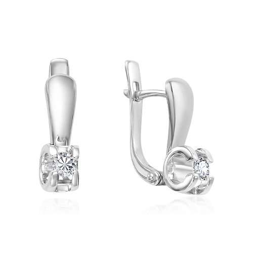 Серьги с бриллиантами из белого золота 585 пробы, фото № 1