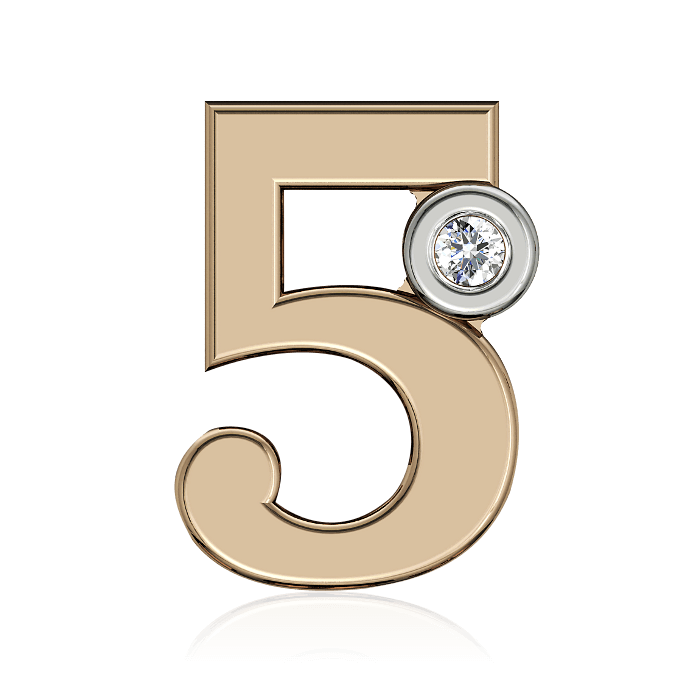 

Подвеска цифра "5" с бриллиантами из красного золота 585 пробы, Коллекция Weeks
