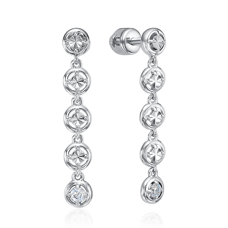 Серьги с бриллиантами из белого золота 585 пробы (арт. 129591)