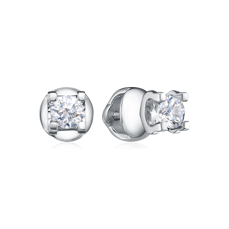 Серьги с бриллиантами из белого золота 585 пробы, фото № 1