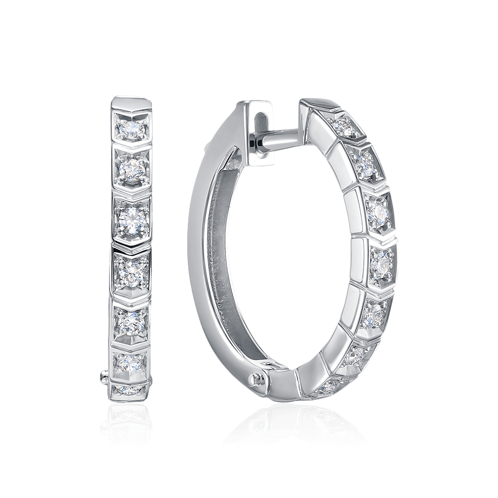 Серьги с бриллиантами из белого золота 585 пробы, фото № 1