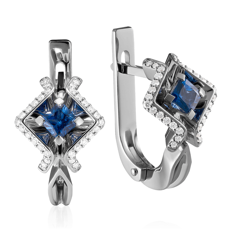 

Серьги с сапфиром из белого золота 585 пробы