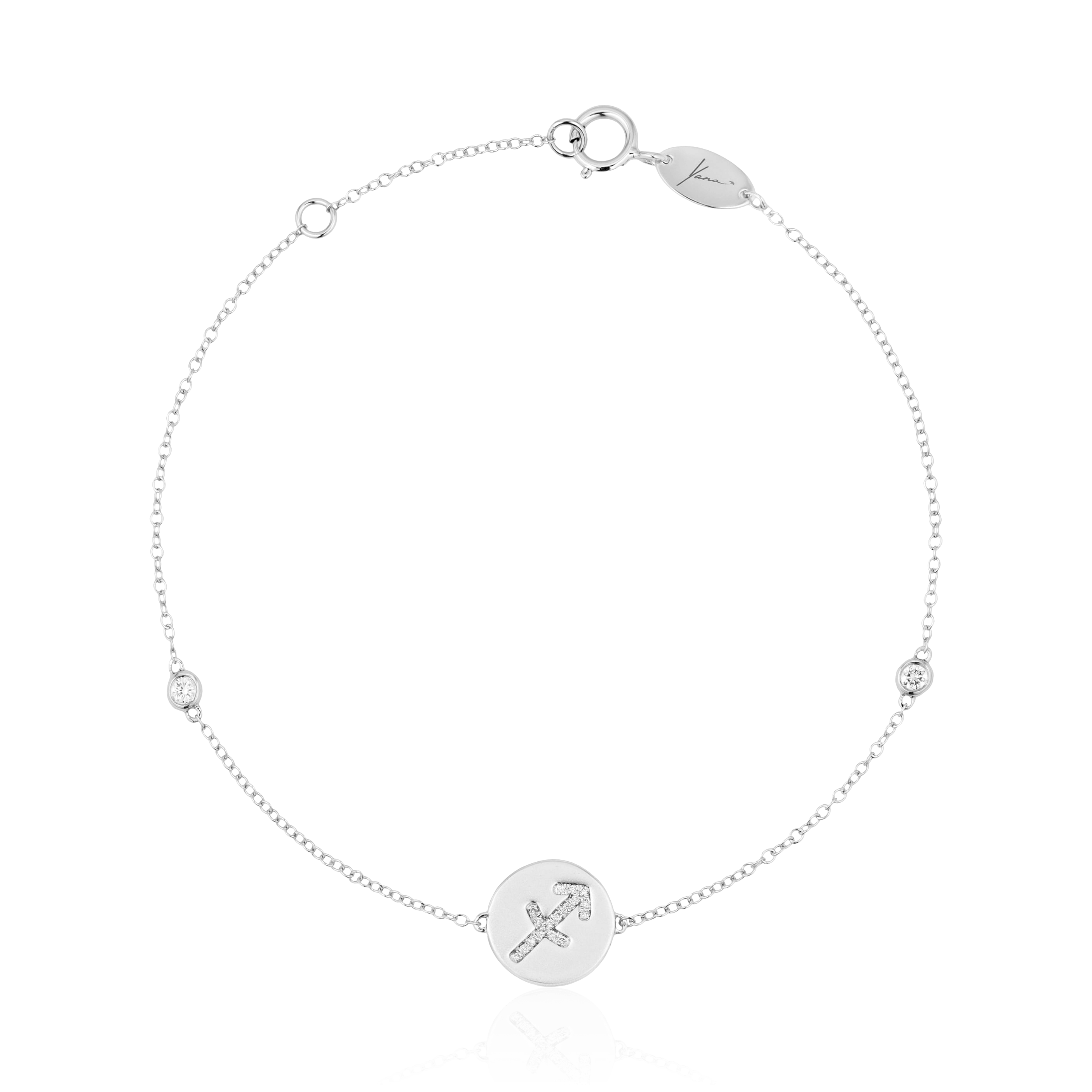 Браслет (знак зодиака - стрелец) с бриллиантами из белого золота 750 пробы, фото № 1