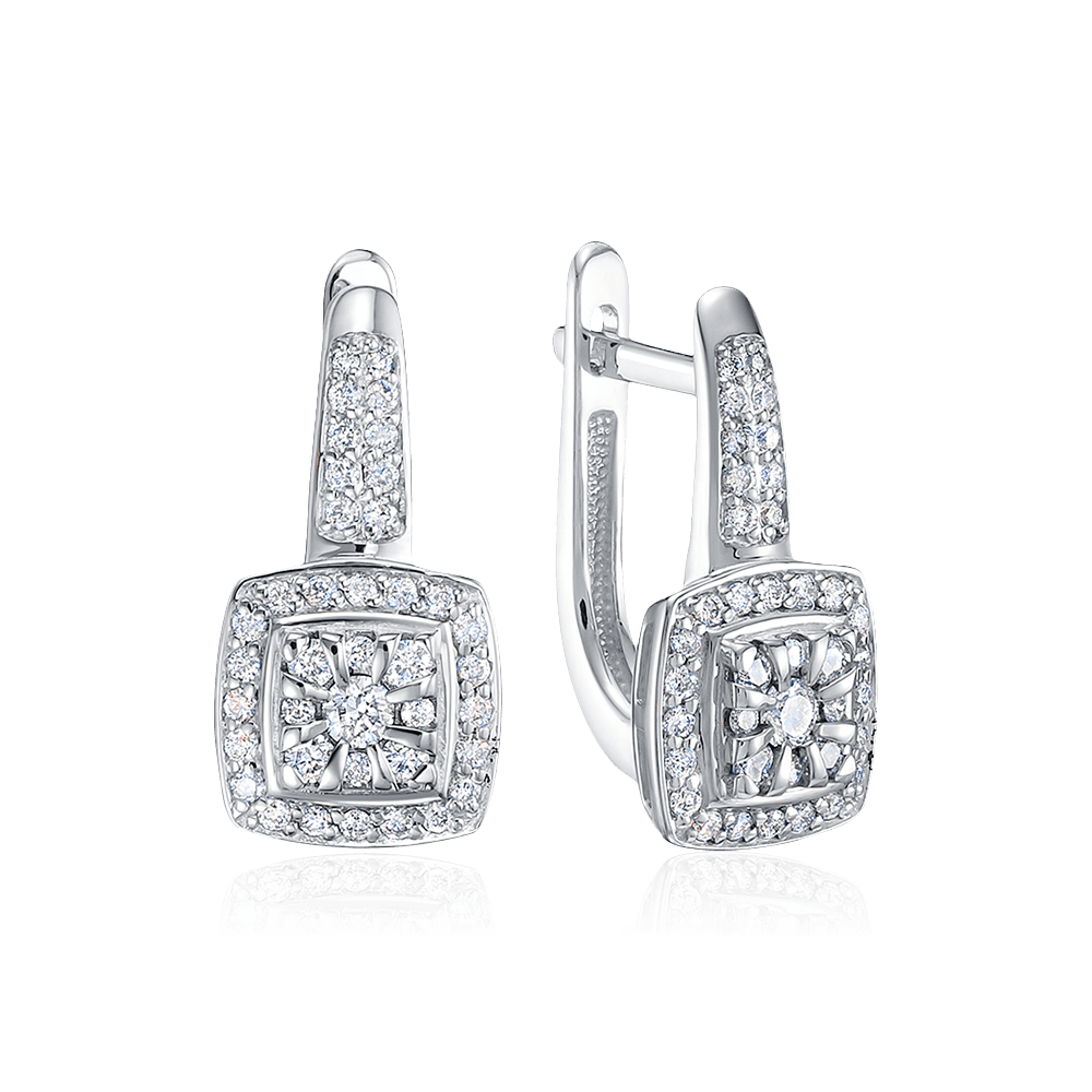 Серьги с бриллиантами из белого золота 585 пробы (арт. 117547)