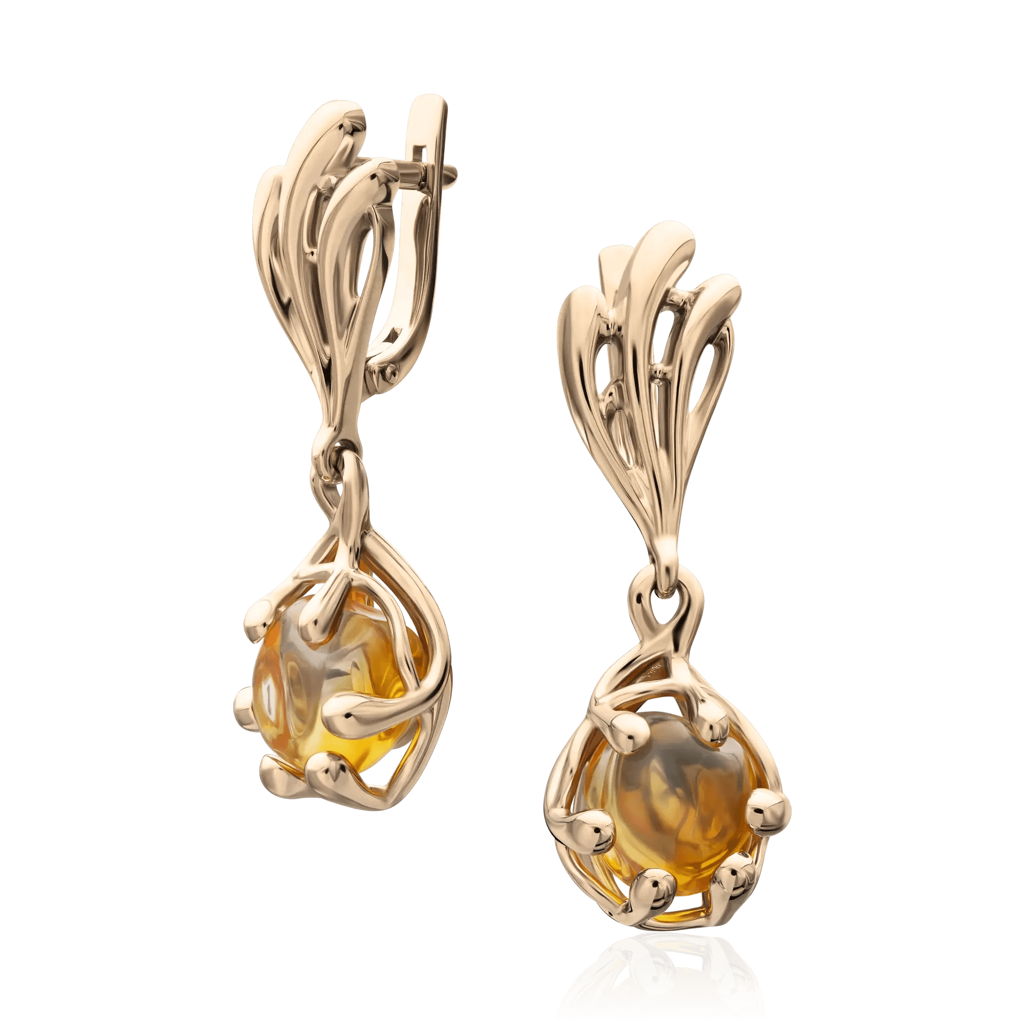 Серьги с опалом из красного золота 585 пробы (арт. 130273)