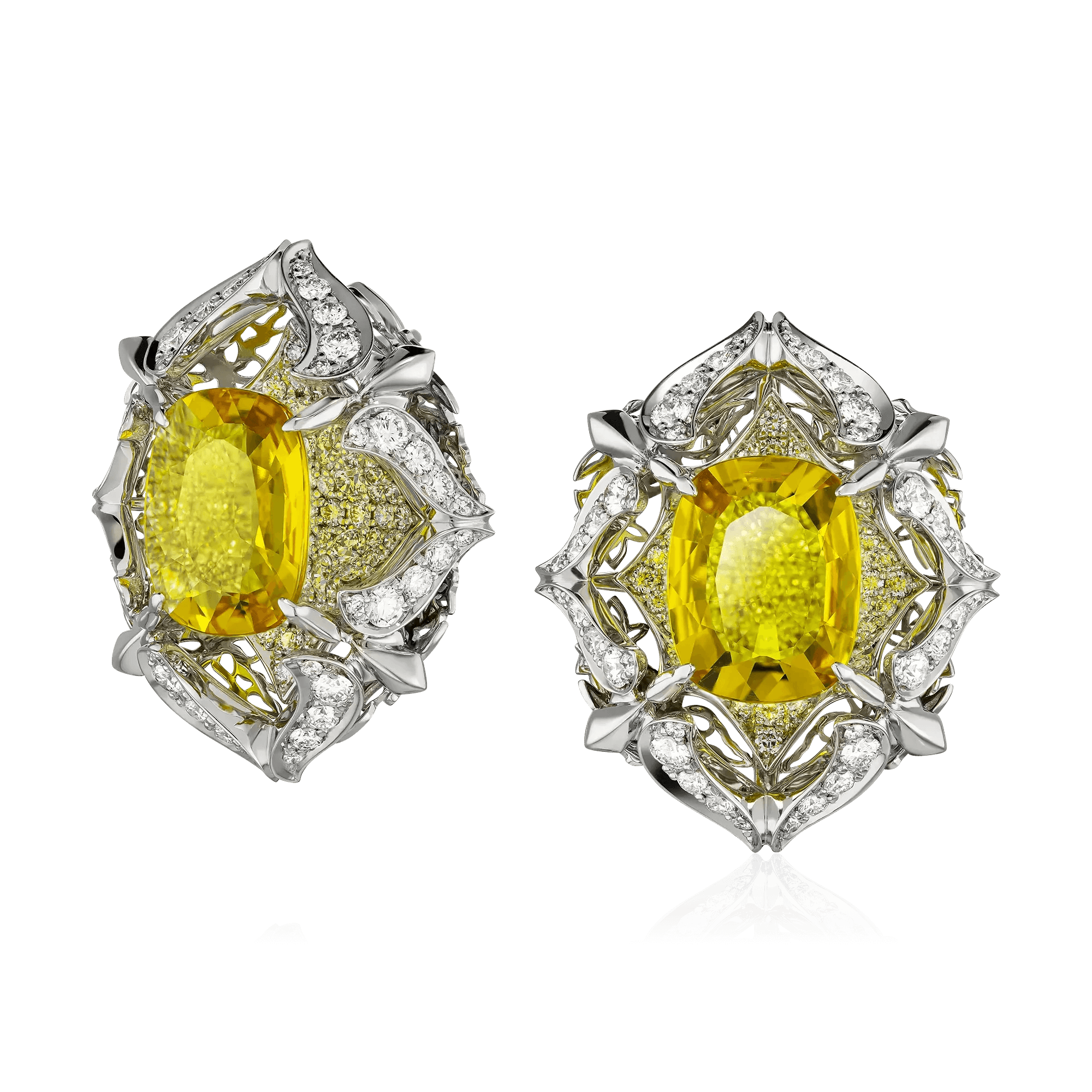 Серьги с сапфиром, бриллиантами из белого золота 750 пробы (арт. 127305)
